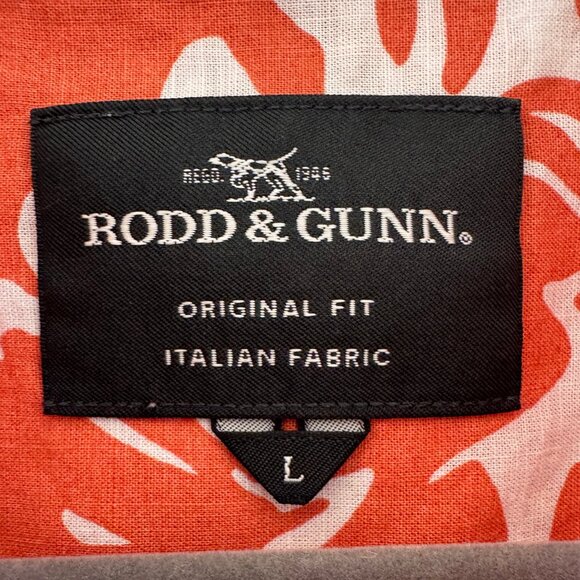 Rodd & Gunn Floral Cotton Shirt L Orange White - Picture 2 of 9